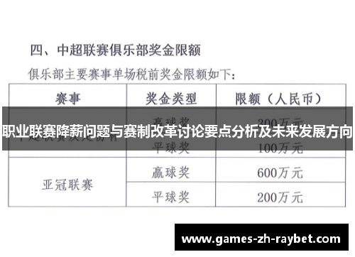 职业联赛降薪问题与赛制改革讨论要点分析及未来发展方向